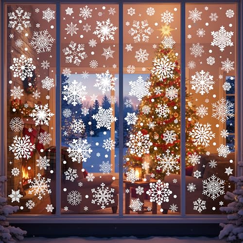 Snowflake Window Clings Stickers | 456Pcs Snowflake Clings Window Decal Christmas Decorations Christmas Stickers Winter Xmas Decorations Indoor Outdoor Glass Accesories Decor Supplies