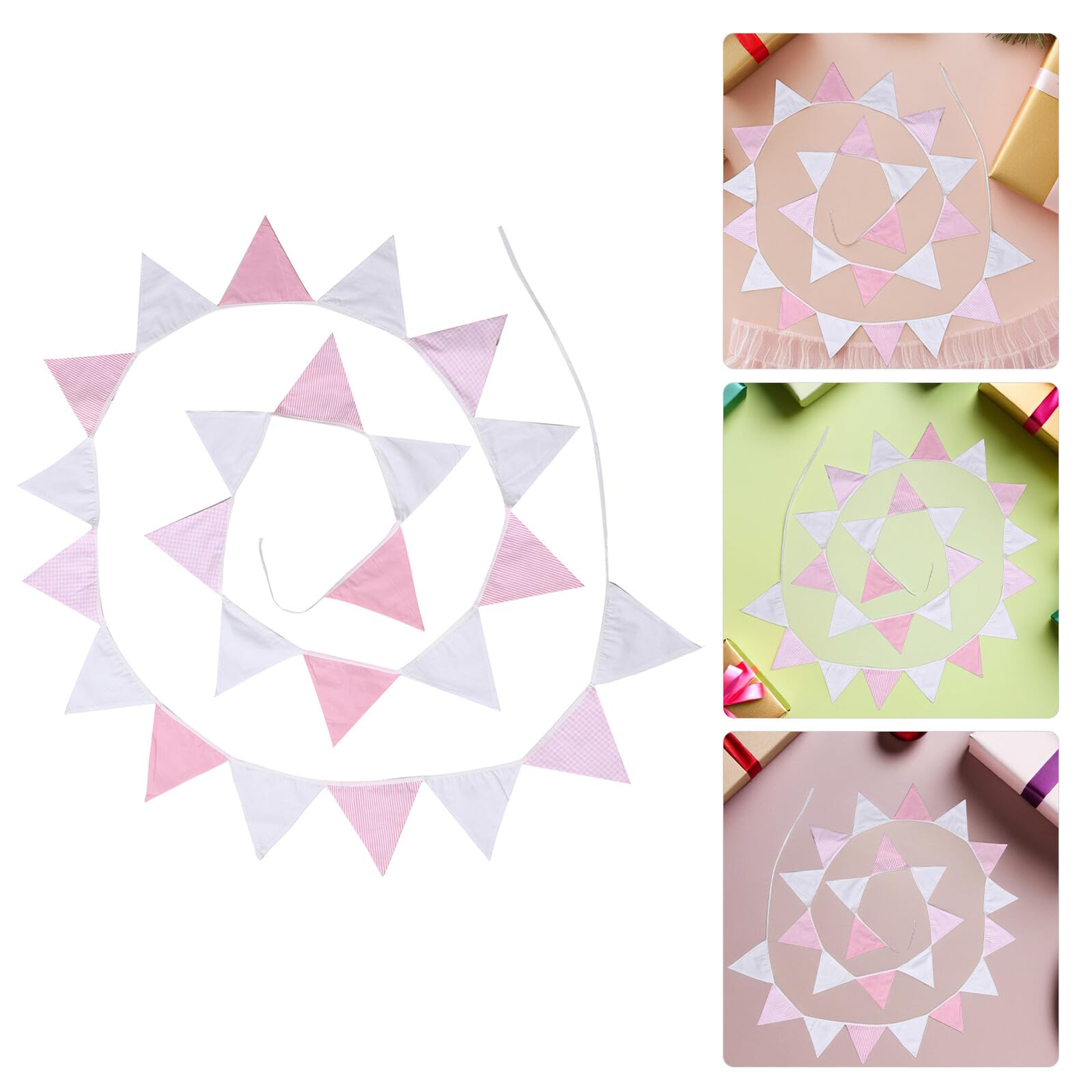 VILLCASE 2 Piezas Banderines Diseño Encantador de Algodón Triangulares y Atmósfera Festiva para de Fiesta Infantil y Boda para Cumpleaños y