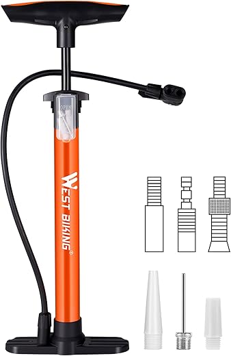 West Biking Bike Air Pump 160 PSI with Schrader and Presta Valve B09YNBFP7Q