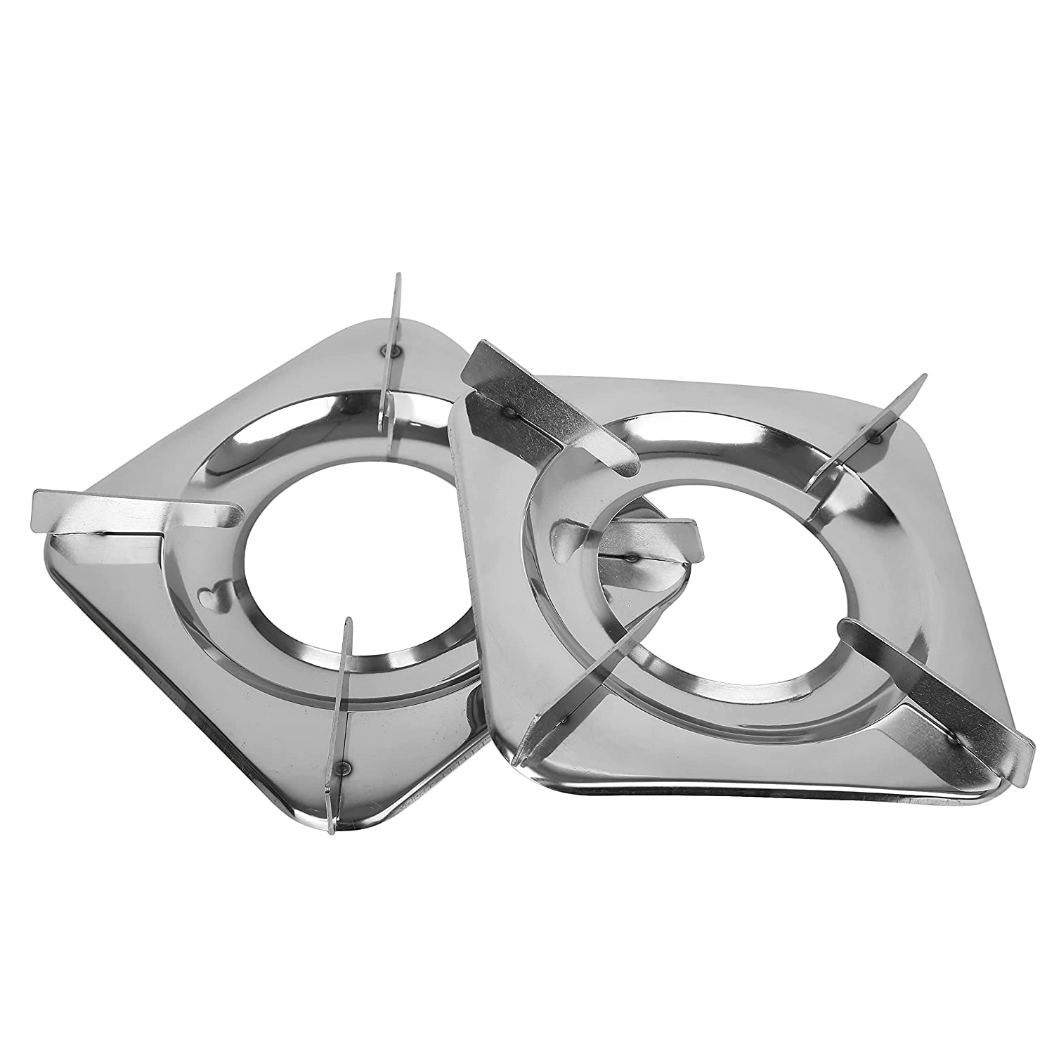XYNO Gas Saver Burner Stand Gas Chula Burner Gas Saver Stand Jali Ring Fire & Windproof Energy Saving,Gas Chula Support Stand Rust Proof Square Steel LPG Gas Stove Stand, Silver (Set of 2)-image-6