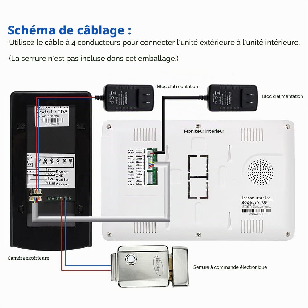 7" Couleur Filaire Vidéo Porte Téléphone RFID Caméra Vidéo Sonnette Système d'Interphone pour Les Appartements à Domicile Carte de Soutien Déverrouillage de Mot de Passe