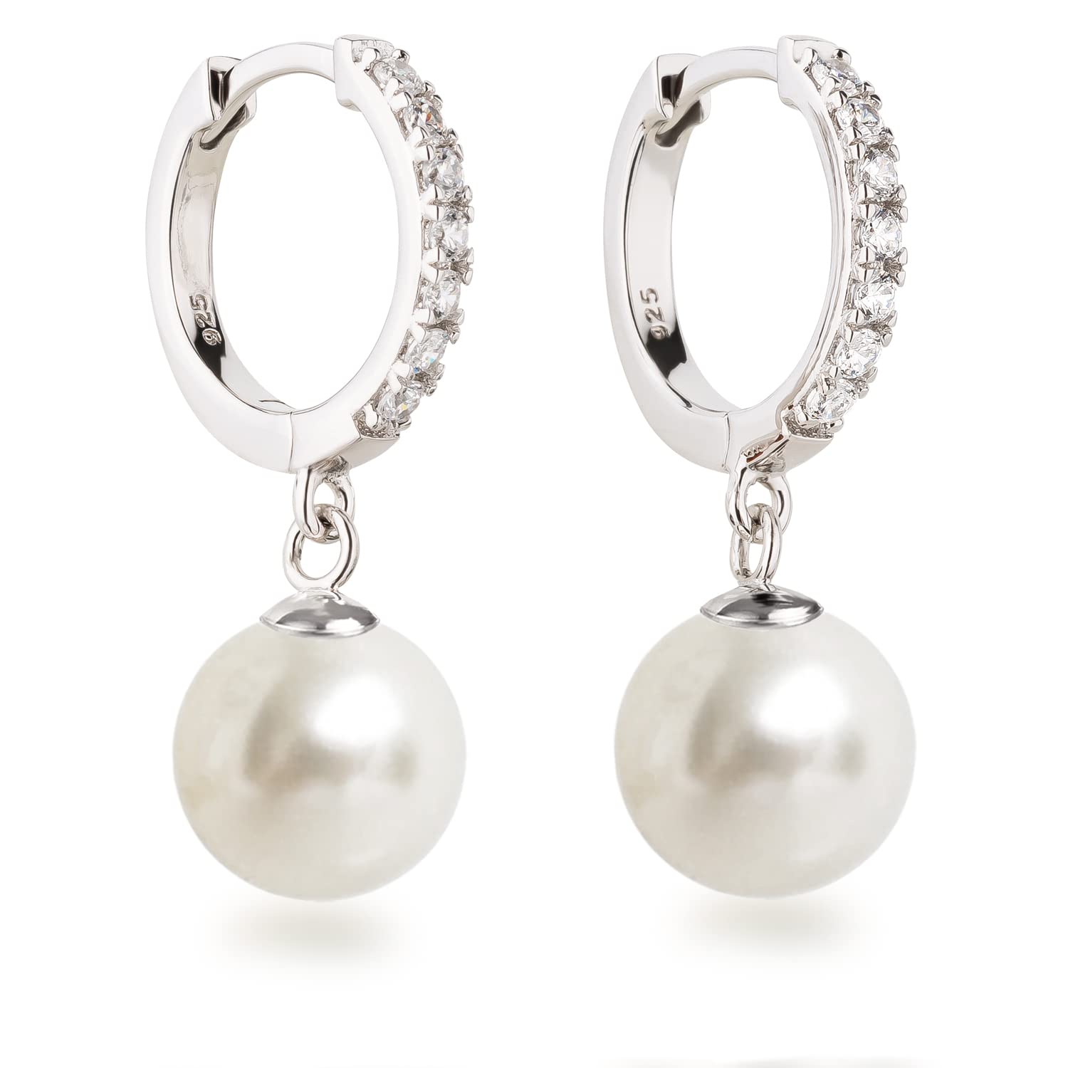 Schöner-SD - Parure con collana e orecchini, con perle in argento 925 rodiato