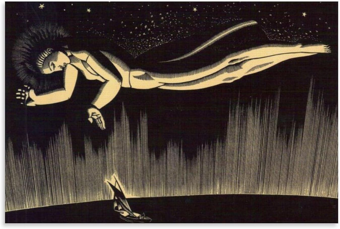 Orjdjz Wxkbl God Speed by Rockwell Kent Canvas Poster Vintage Wall Art Painting Rockwell Kent Prints for Living Room Home Picture Decor 40x65cmx1 Frameless