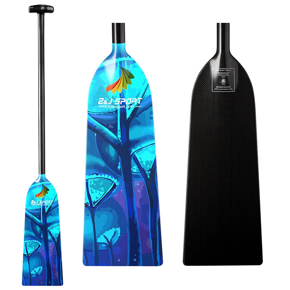 Z&J SPORTDragon Boat Paddle Full Carbon Fiber with T Handle, IDBF Approved Paddle with Graphics for Dragon Boat
