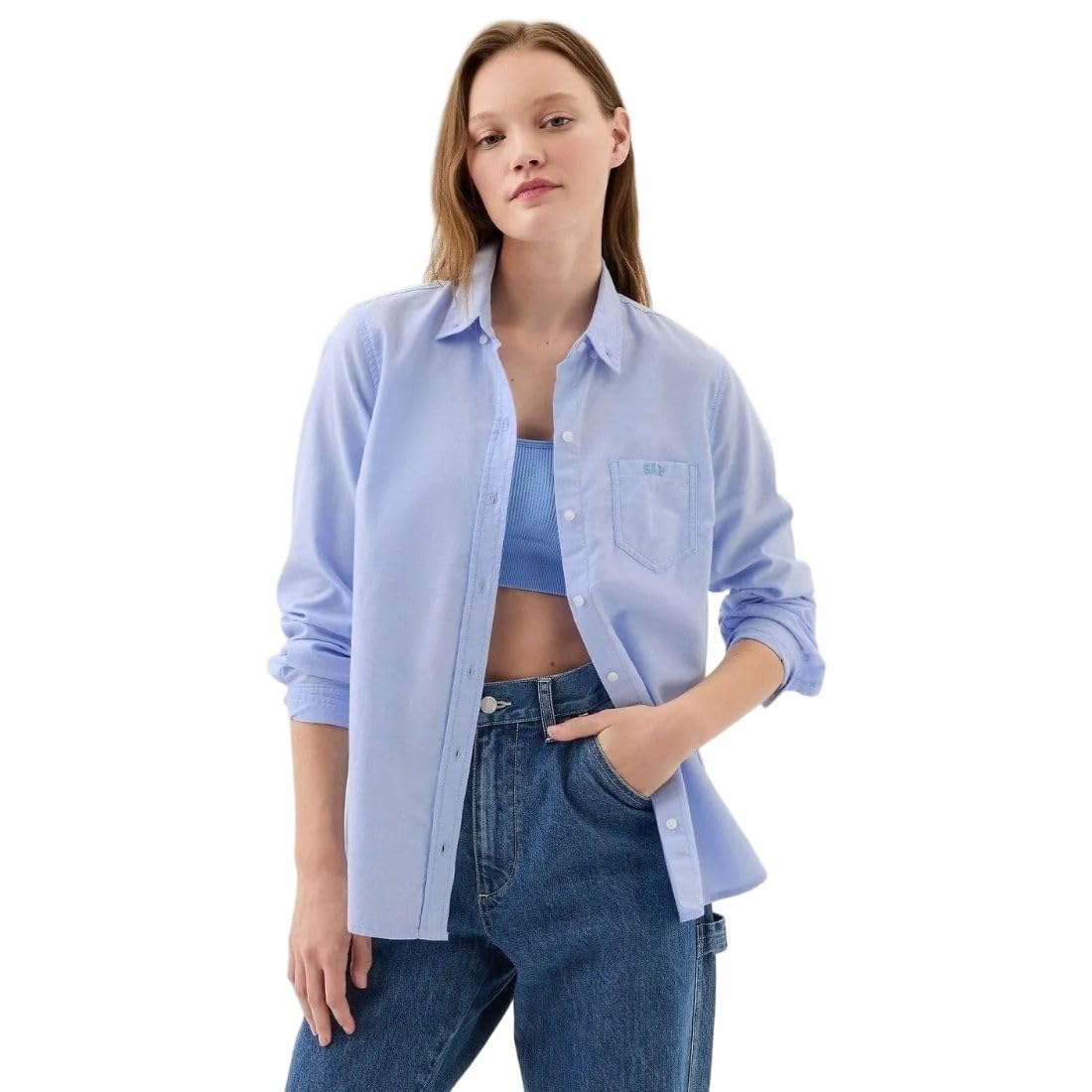 gap Women Solid Relaxed fit Long Sleeve Collared Neck Top-picture-11