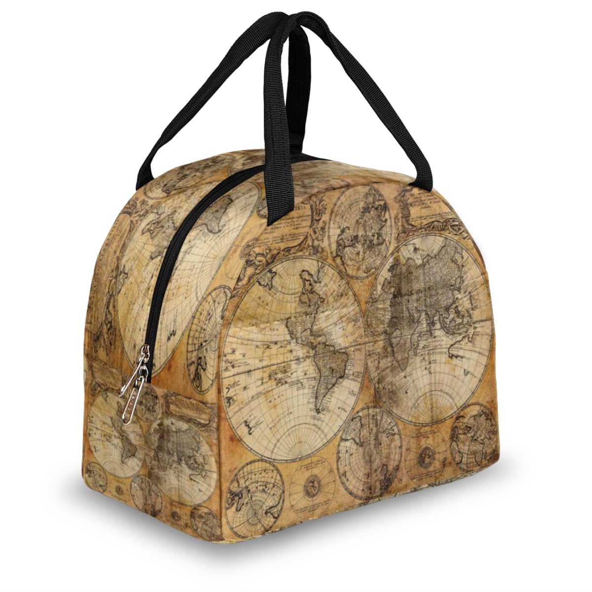 Bolsa De Almuerzo Con Estampado De Mapa Mundial Para Mujeres, Bolsa De Refrigeración Portátil Para Adultos, Linda Bolsa De Almuerzo Con Correa De Hombro Ajustable