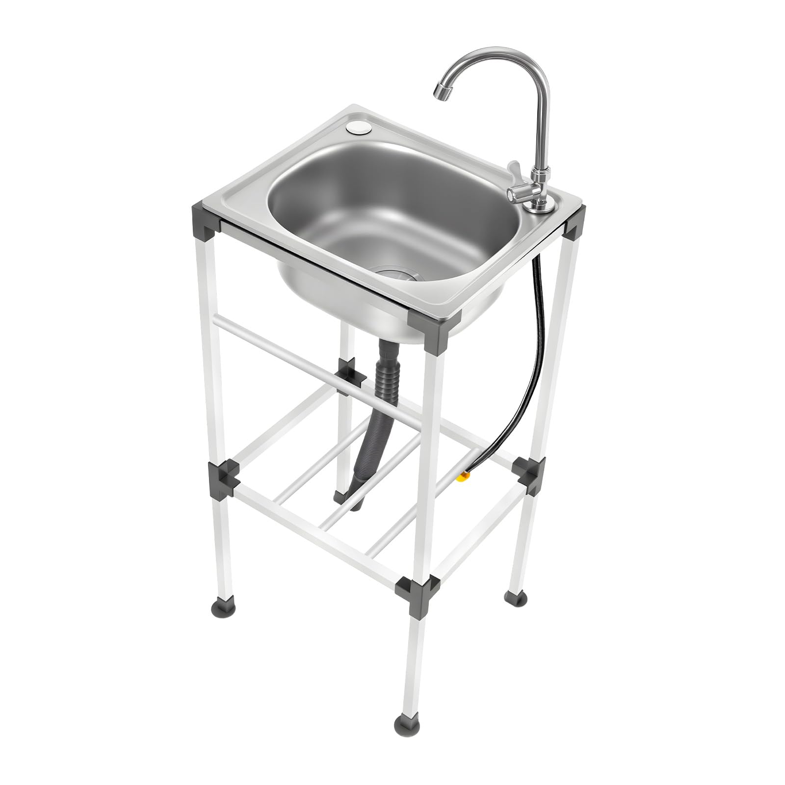 Fregadero de acero inoxidable con grifo giratorio de 360 °, para bares, restaurantes, cocinas, 38 x 33 x 83 cm