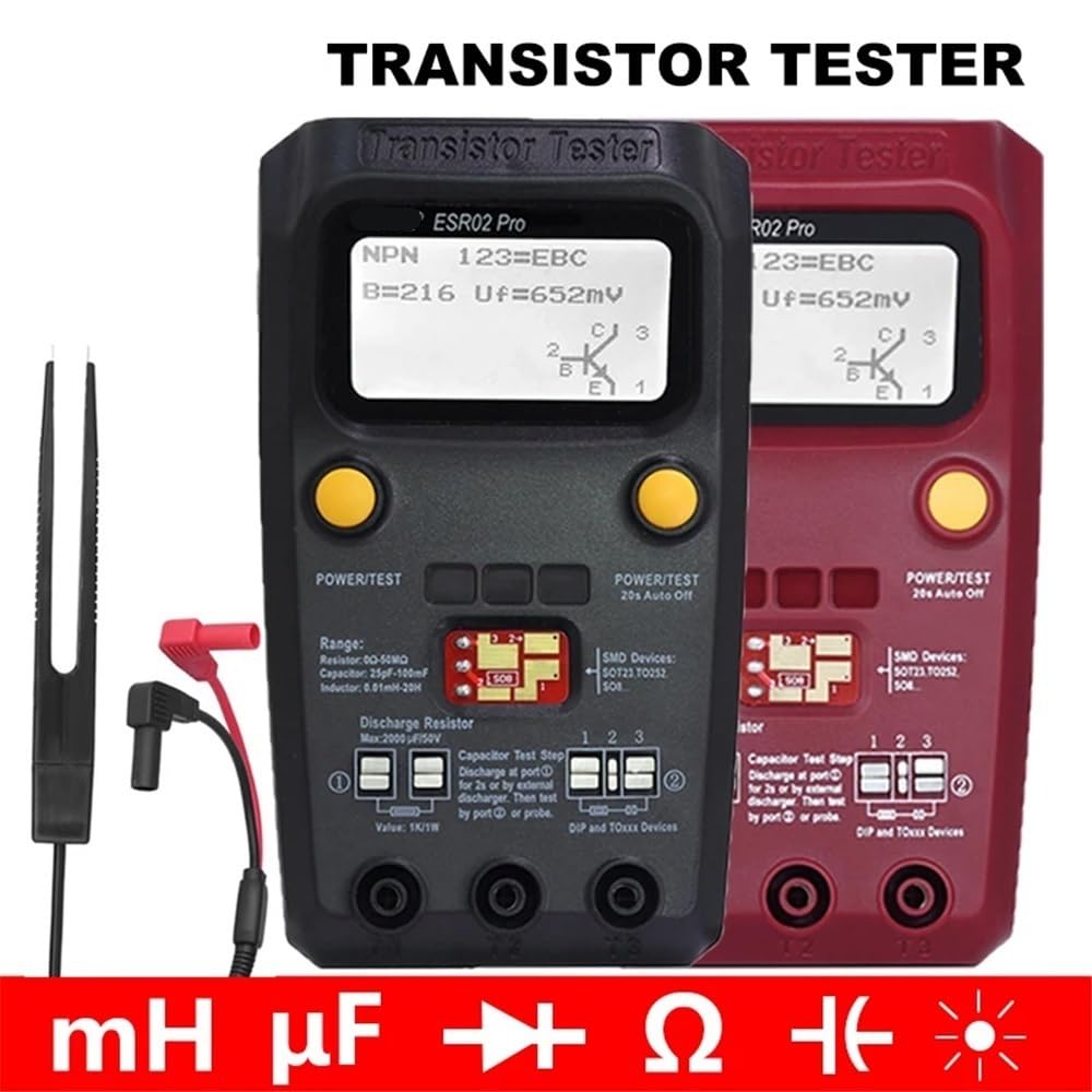 Professionale Digitale Transistor Tester Diodo Triodo Capacità Resistore Meter MOS/PNP/NPN SMD Test Multimetro ESR02 Pro(ESR02 PRO R)