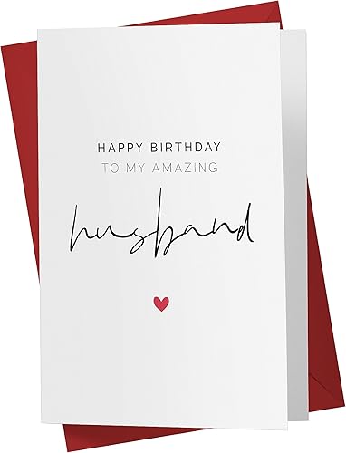 Karto Tarjeta de cumpleaños dulce para marido, tarjeta de feliz cumpleaños para él, tarjeta de felicitación individual grande de 5.5 x 8.5 pulgadas,
