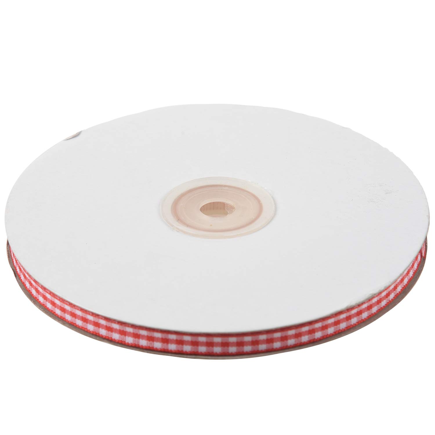 Cuasting 45m Full Reel Cut Lengths Gingham Ribbon Sewing Crafts, 6mm Wide Red