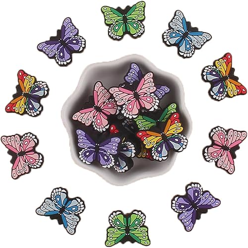 Decoendiy 15 cuentas focales de silicona, cuentas de mariposa de dibujos animados, cuentas planas en forma de animal, cuentas espaciadoras de
