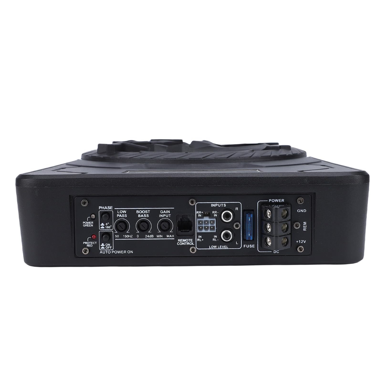 Acouto 10-calowy Subwoofer Samochodowy Pod Siedzeniem, Moc Szczytowa 800 W, 220 W RMS, Wbudowany Wzmacniacz z Diodami LED, Zdalne Sterowanie Wzmocnieniem Basów, do Systemu Samochodów (COLORFUL)