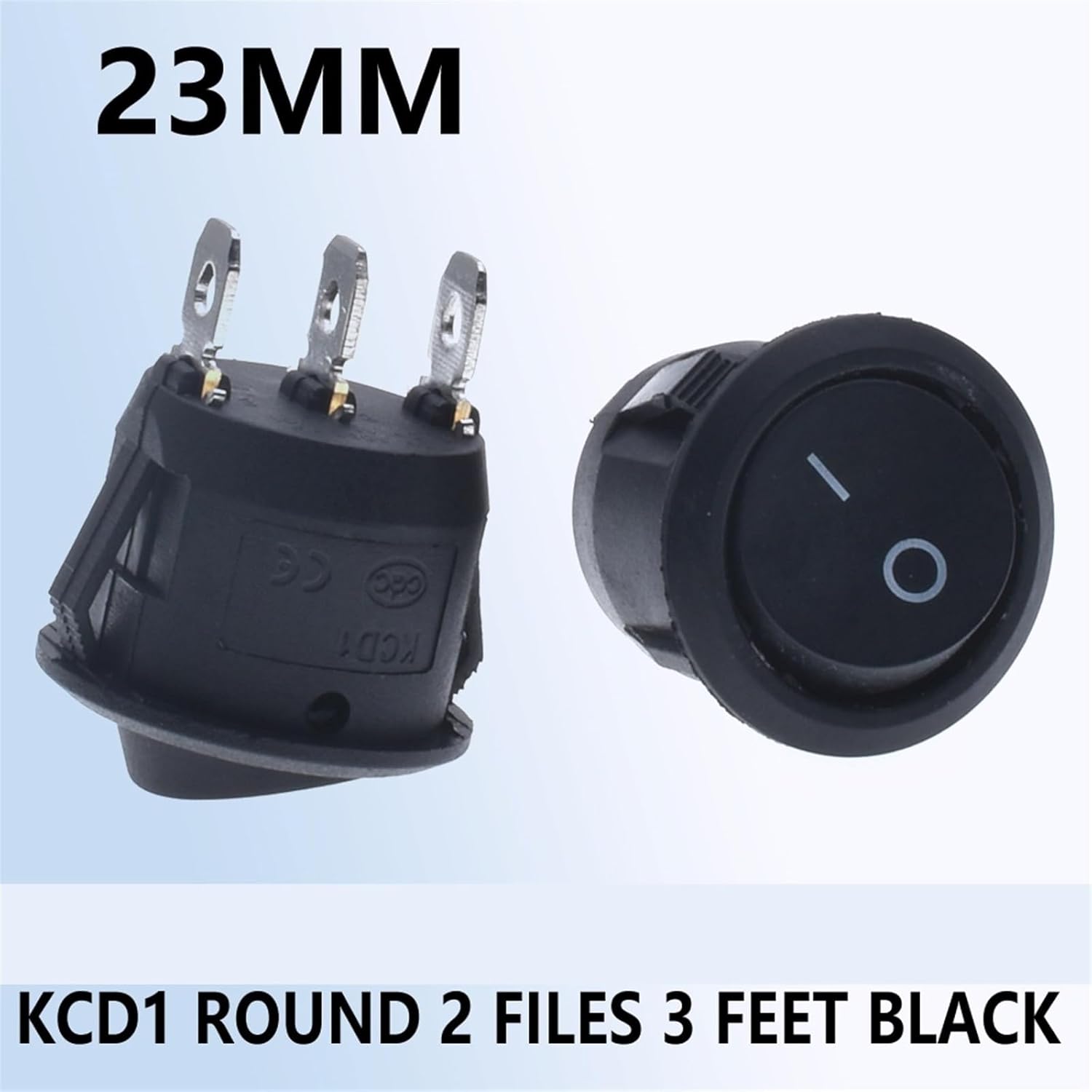 5pcs KCD1 Round 3 Pin with Light SPST 3 Position ON/Off 2 Position Rocker Boat Switch 6A 220V 10A 125V Round Rocker Dot Boat LED(2D3P Black)