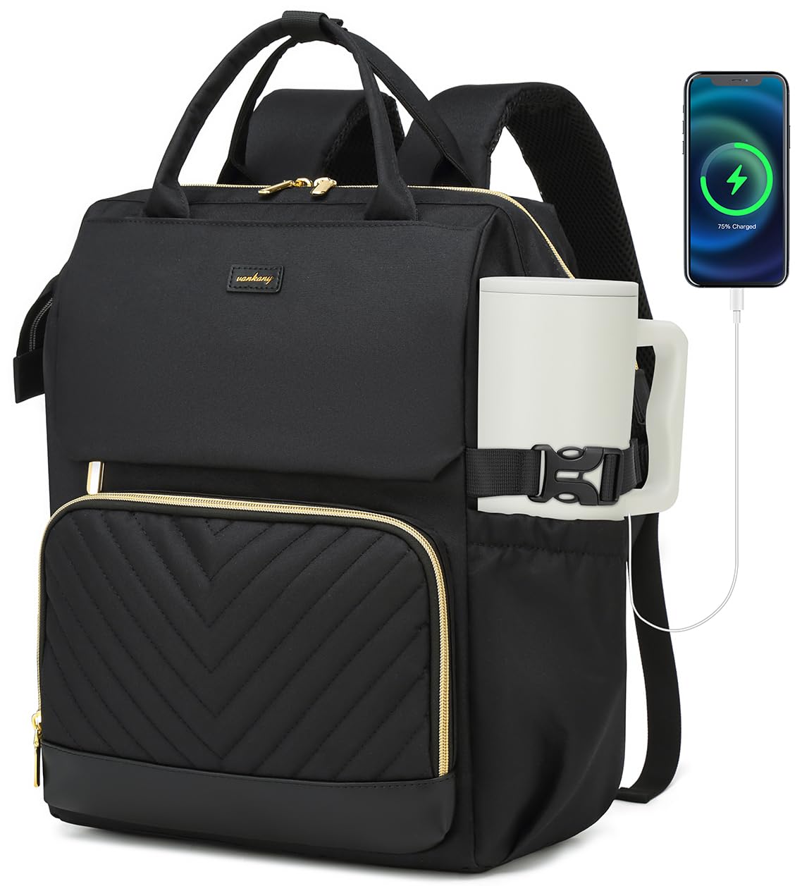 Laptop Backpack for Women College Bookbag School Backpack for High School Teen Girls Work Bags with Cup Holder
