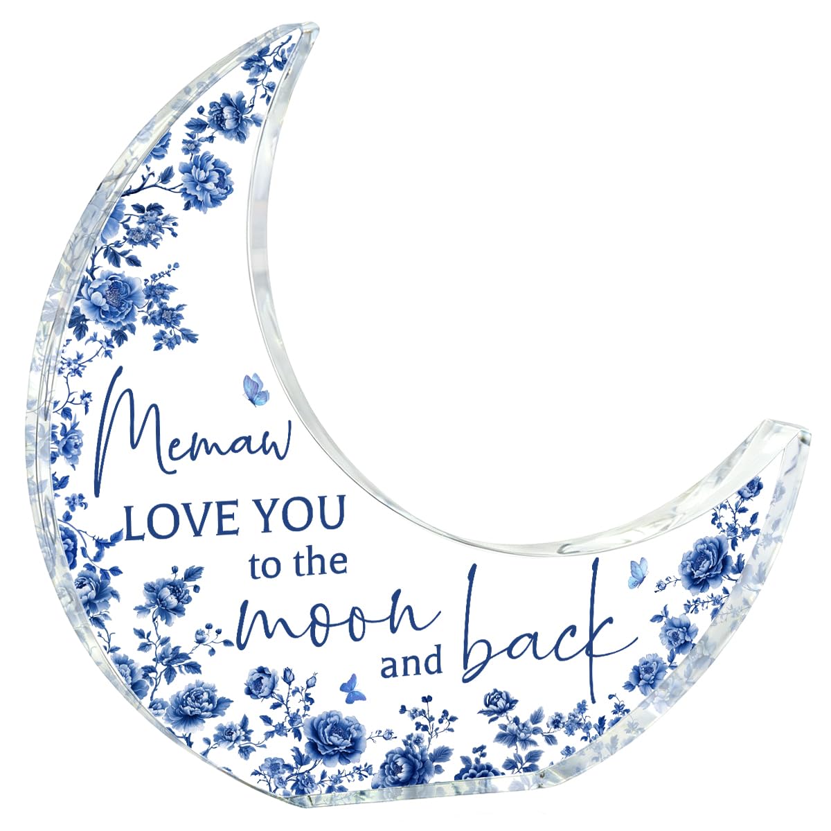 Mothers Day Gifts for Memaw From Grandkids Acrylic Puzzle Moon Piece Decorations 5.0 x 5.0 inch Mothers Day Birthday Gifts for Memaw, Gifts Ideas for Memaw Blue