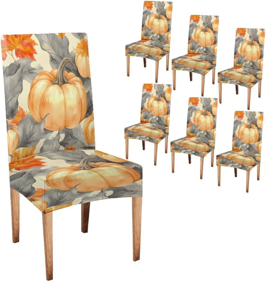 CAPSCEOLL Thanksgiving Chair Covers Set of 6 Parsons Chair Slipcovers Universal Removable Washable Chair Seat Covers Protector for Dining Room Kitchen Hotel