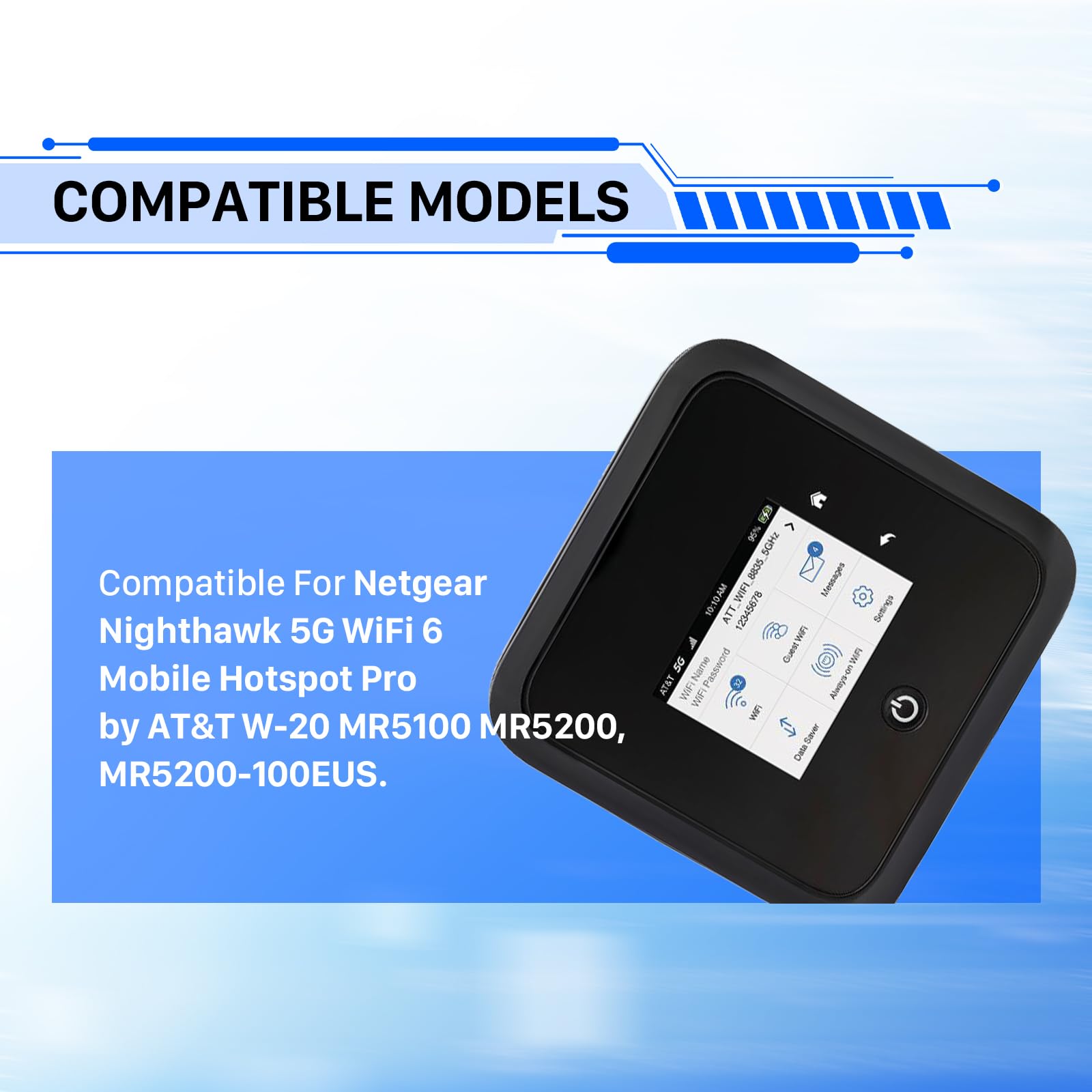 TQTHL 6800mAh W-20 Battery for NETGEAR Nighthawk 5G WiFi 6 Mobile Hotspot Pro by AT&T W-20 MR5100 MR5200, MR5200-100EUS Higher Capacity Replacement Battery