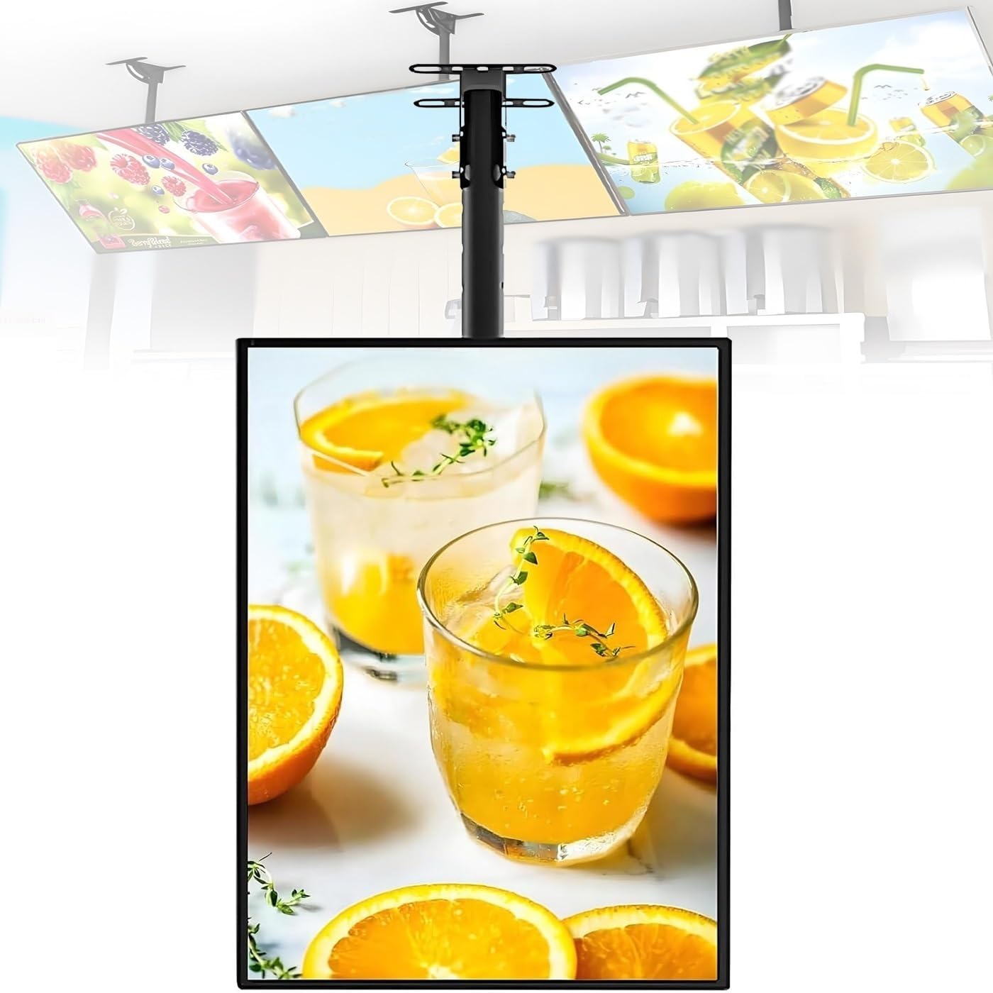 Oświetlenie LED – ultracienka ramka reklamowa naścienna z ramieniem teleskopowym, energooszczędna lampa do kawiarni i restauracji