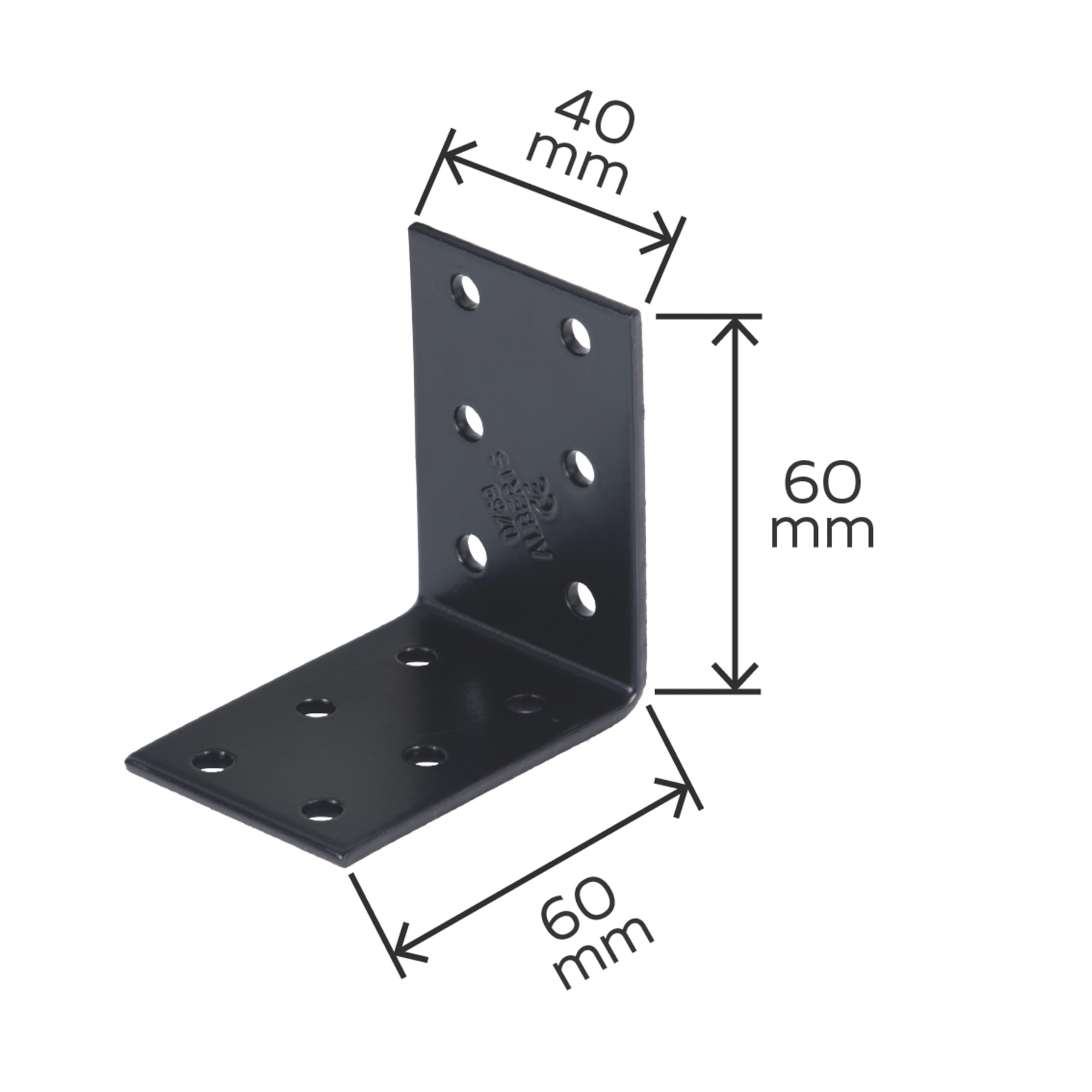 Alberts 824891 Lochplattenwinkel - schwarz - kunststoffbeschichtet - 60 x 60 x 40 mm / 50er Set