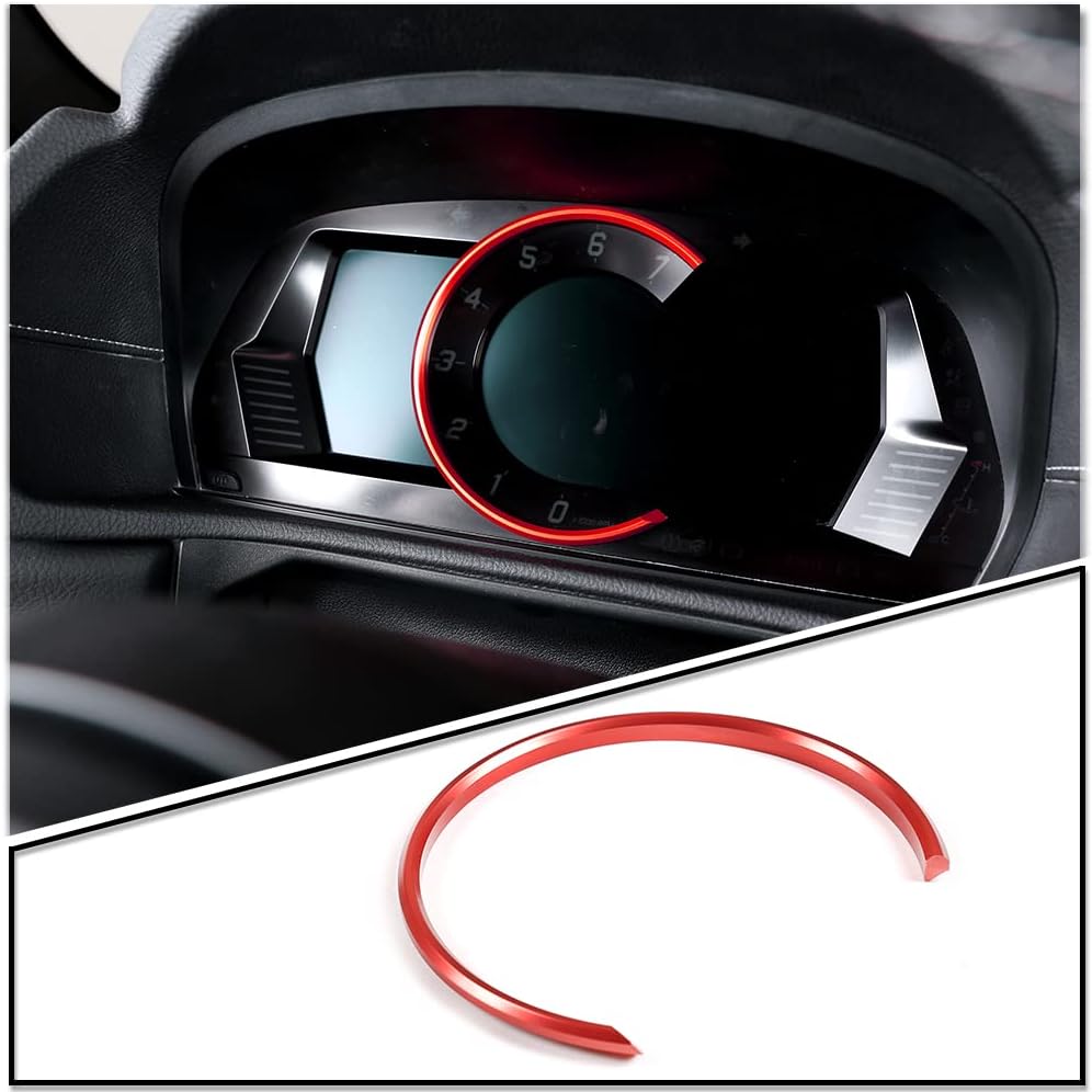 Dashboard Trim Ring Compatible with Toyota Supra GR A90 A91 MK5 2019-2026, Car Interior Tachometer Decoration Ring Cover, Aluminum alloy Instrument Panel Trim Frame Cover (Red)