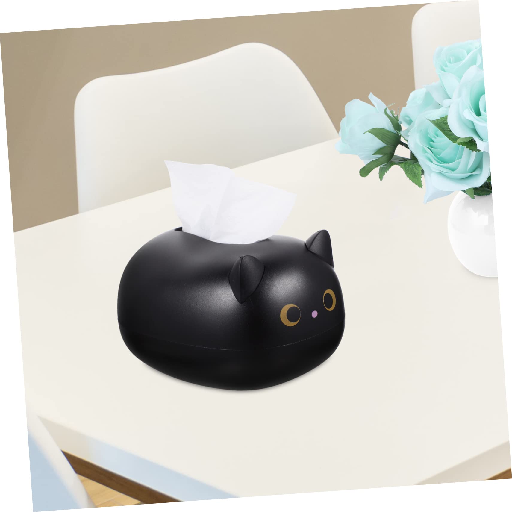 Porte-mouchoirs Décoratif Chat Noir en Résine, Étui à Mouchoirs Résistant à l'usure, Accessoire Maison Pratique pour Salle de Bain et Bureau, Boîte à Mouchoirs pour Décoration