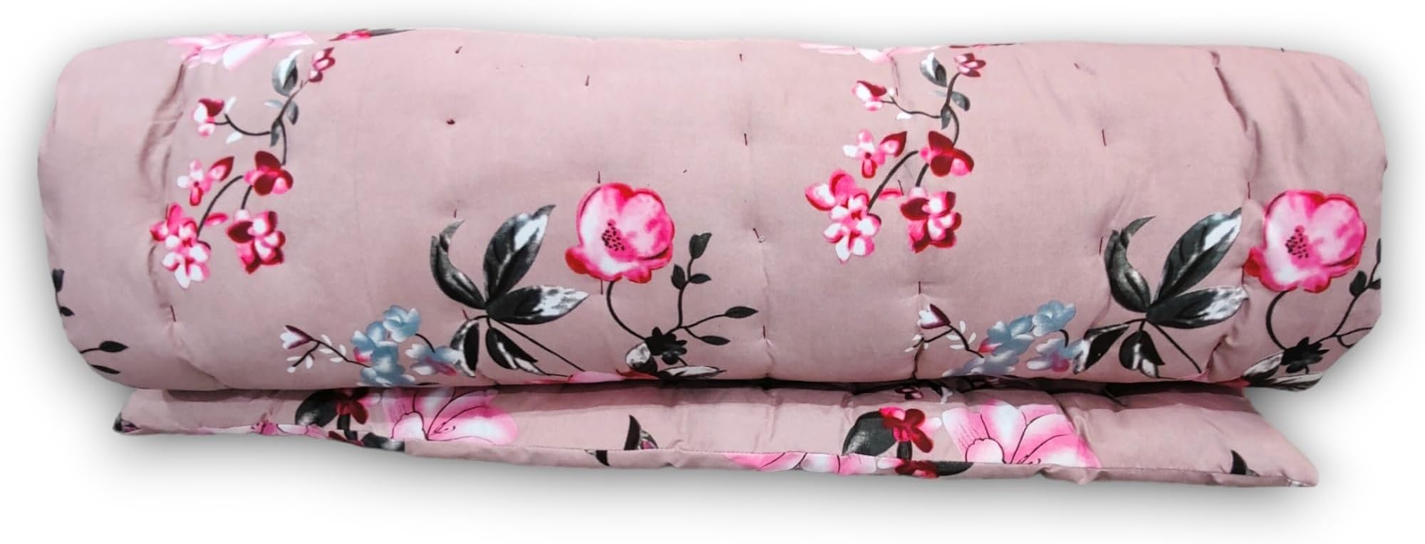 Deevine Craft Soft Cotton Mattress Foldable Light Weight Filled Single Firm Mattress| Gadda (3D Design Printed, 1 Sleeping Capacity, 3 x 6 ft or 72 x 36 Inches) (Maroon Floral Mattress)