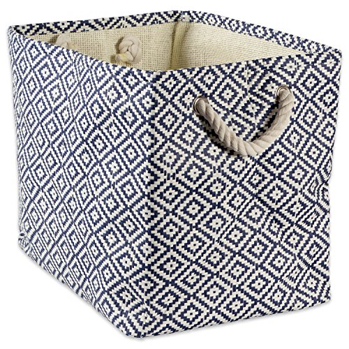 Dii Woven Paper Storage Bin, Geo Diamond, Nautical Blue, Small Rectangle #TOP25