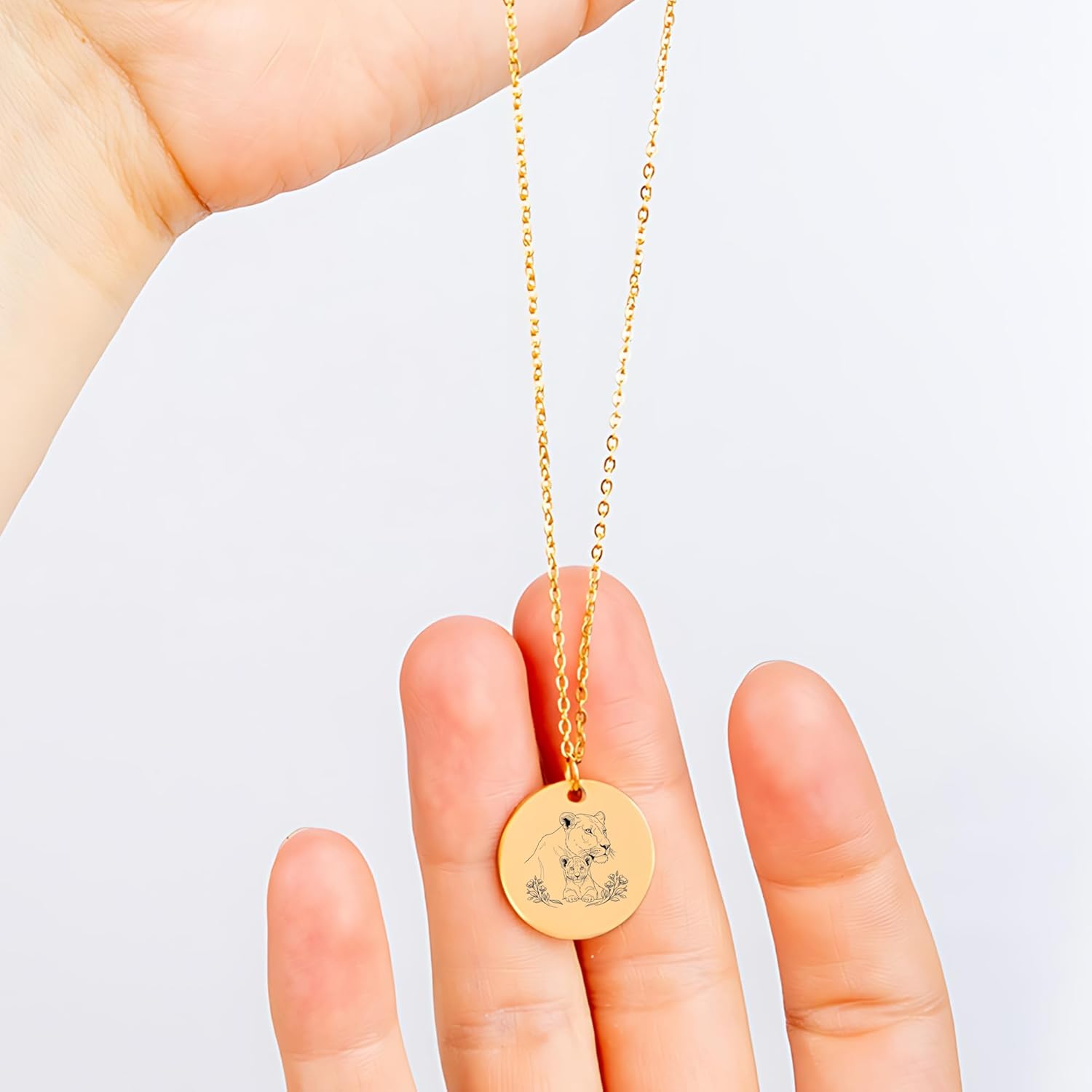 Lioness Necklace - Personalized Lioness and Cub Jewelry - Custom Family Birthday Gift - Pendant for Mom