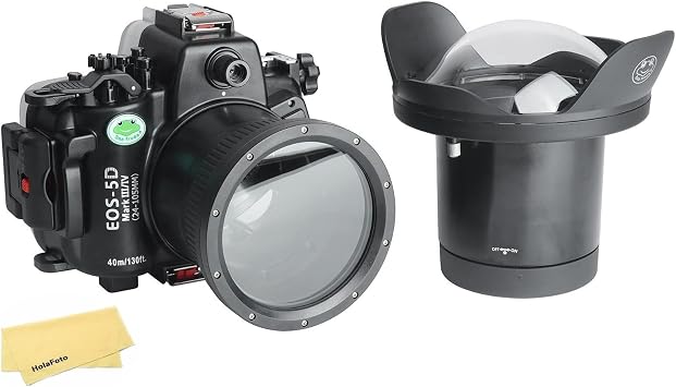 Seafrogs Underwater Housing for Canon 5D III/IV WA005-A Dome Port 40M/130FT | Waterproof Scuba Dive Case for Canon EOS 5D Mark III/IV, EF 24-105mm F4L, leak sensor, vacuum port, diving video.