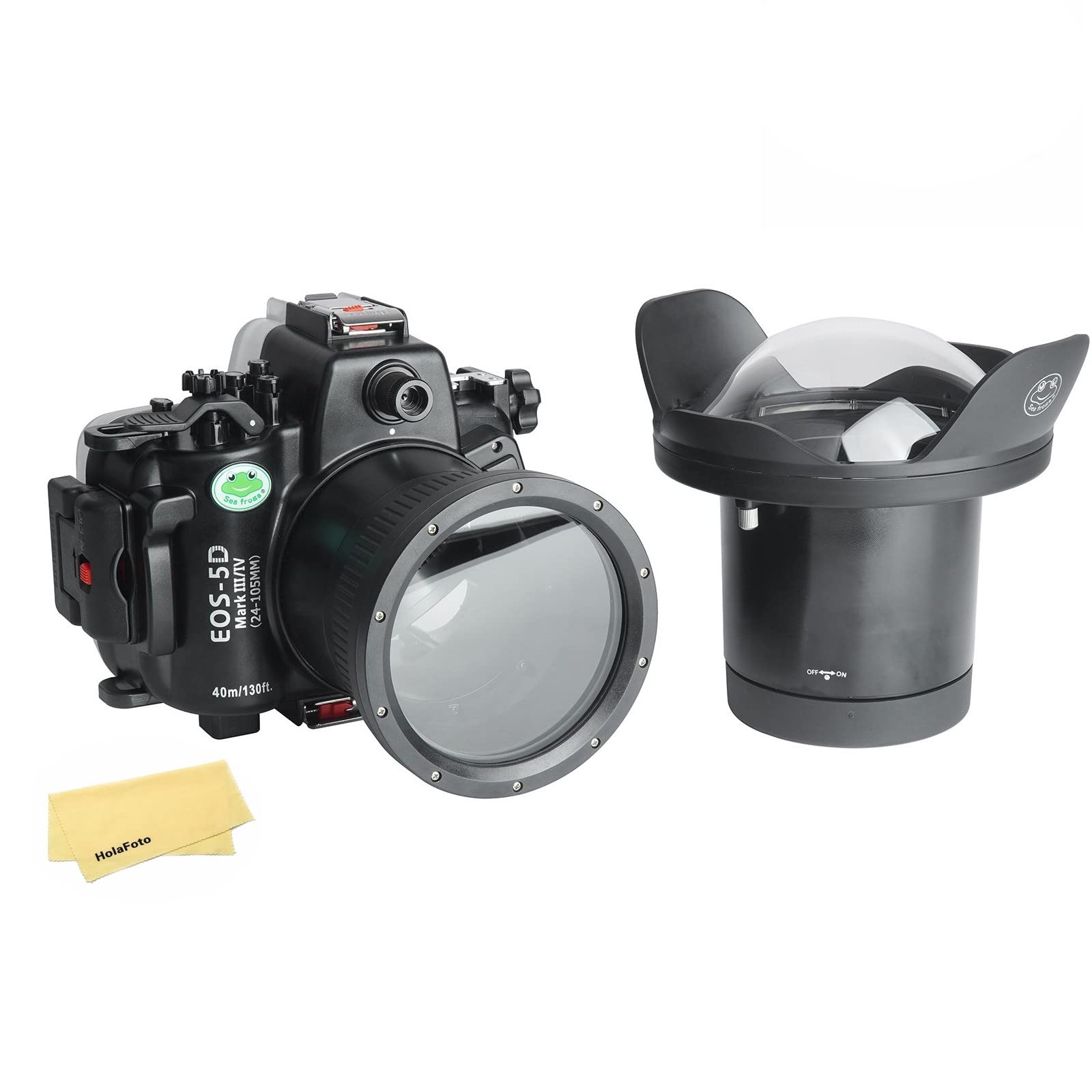 Custodia Subacquea Sea Frogs Per Canon EOS 5D Mark III/IV Con Obiettivo 24-105mm – Impermeabile Fino A 40 Metri, IPX8, In Policarbonato E ABS, Per Immersioni E Surf