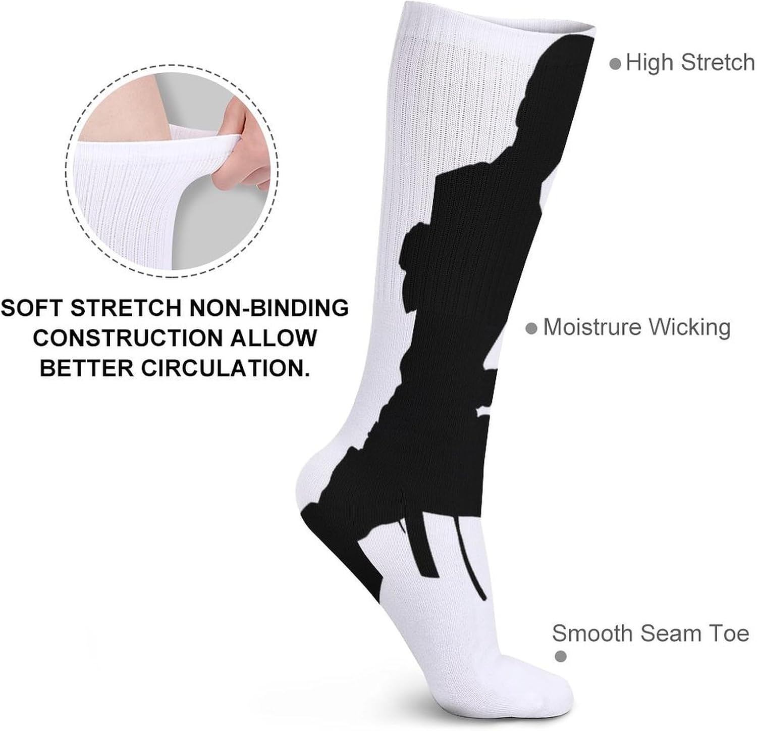 Karate Men Knee High Socks Cozy Knee High Socks Soft Mid-Length Sock for All Seasons Daily Wear Adult