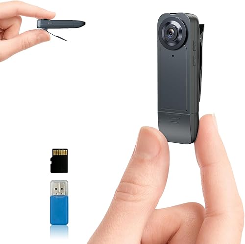 Mini cámara corporal con grabación HD de 1080P, visión nocturna, tarjeta integrada de 64 GB, 1000 mAh 6 horas de duración de la batería, videocámara