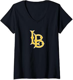 Womens Long Beach State 49ers Icon Logo Officially Licensed Black V-Neck T-Shirt