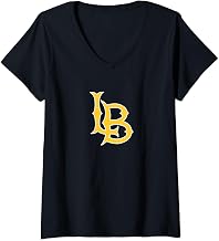Womens Long Beach State 49ers Icon Logo Officially Licensed Black V-Neck T-Shirt