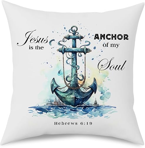 Fundas de almohada cristianas motivacionales de 18 x 18 pulgadas, fundas de almohada decorativas con texto en inglés "Motivation" de las Escrituras,