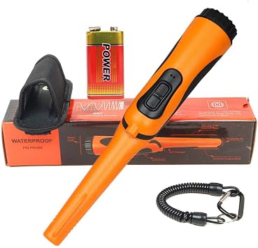 Fully Waterproof Pinpoint Metal Detector Pinpointer,Underwater Pin Pointer Wand With Holster Treasure Hunter Tool,Buzzer Vibration Sound Three Mode One Battery Included,Orange