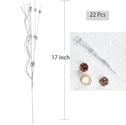 Miniatura 5 de DearHouse Paquete de 22 tallos de bayas con purpurina de Navidad, 16.5 púas artificiales de Navidad para festivales, manualidades y decoración del