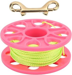 XIASABA Carrete de buceo, cable de 30 metros, cable verde fluorescente, material plástico, cobre, gancho P de doble cara, negro (rosa)