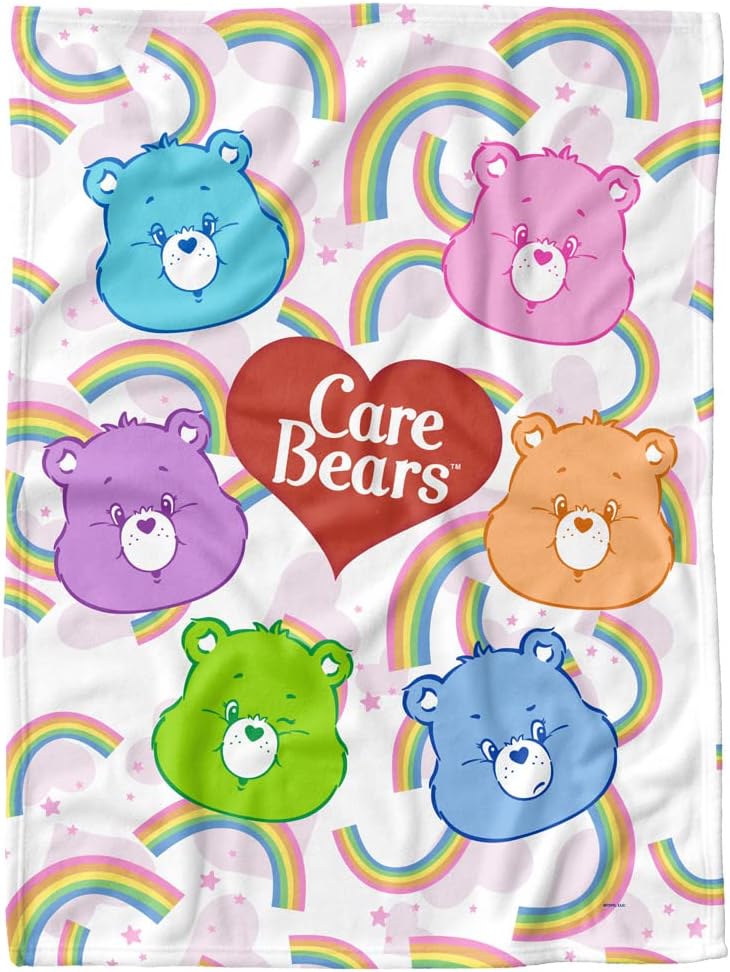 LOGOVISION Care Bears Lightweight Baby Blanket, 30"X40", Bear Heads Unisex for Infants Girls & Boys