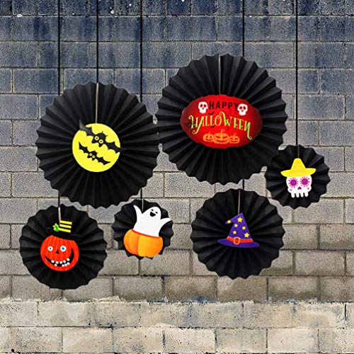 HEALLILY 6 Peças de Ventiladores de Papel de Halloween Pendurados Guirlandas de Festa de Dia Das Bru