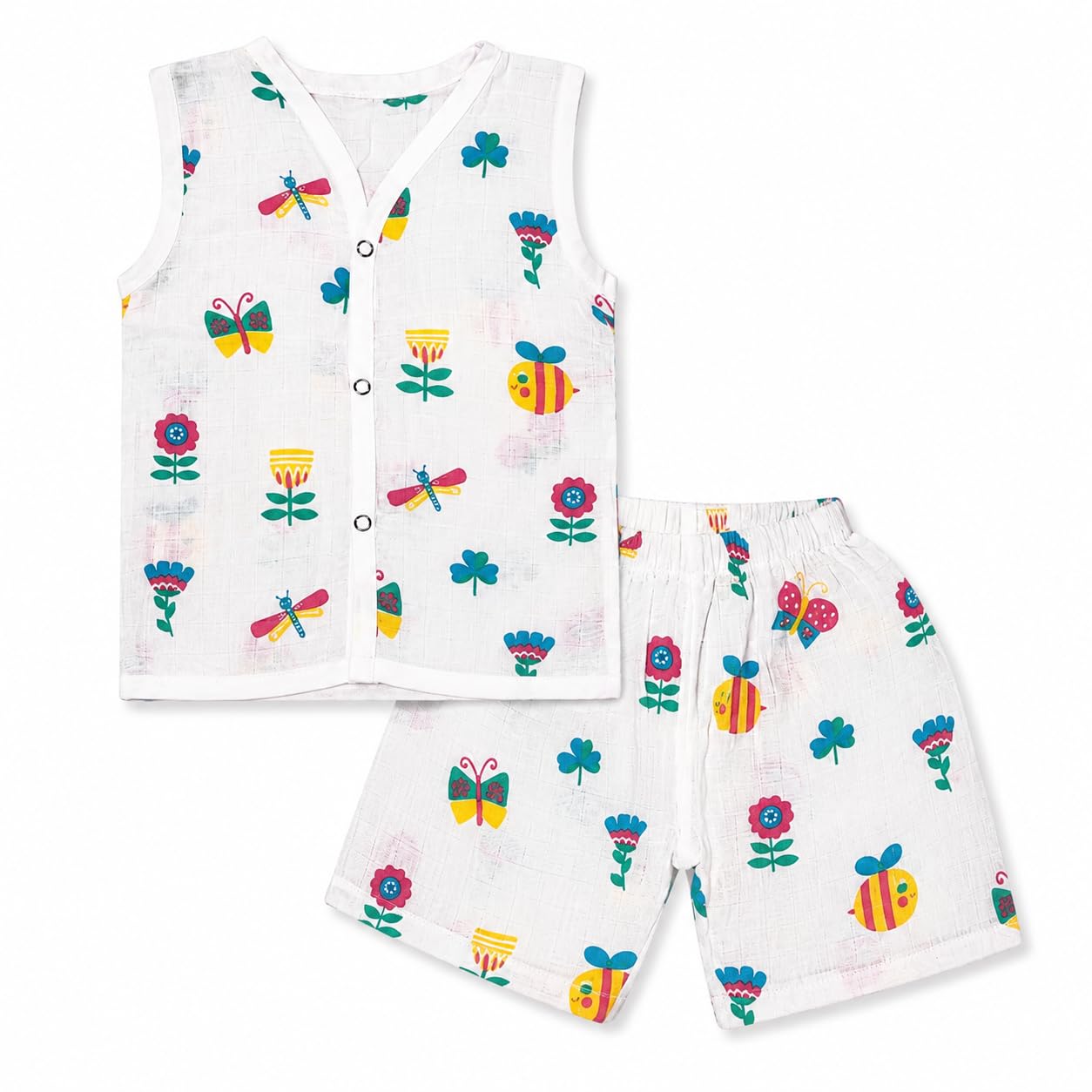 Bearbaby Unisex Baby Sleeveless Jhabla & Pajama Coordinated Set | 100% Organic Cotton Muslin Baby Clothes | Newborn Baby Dress for 3-6 and 9-12 Months-image-41