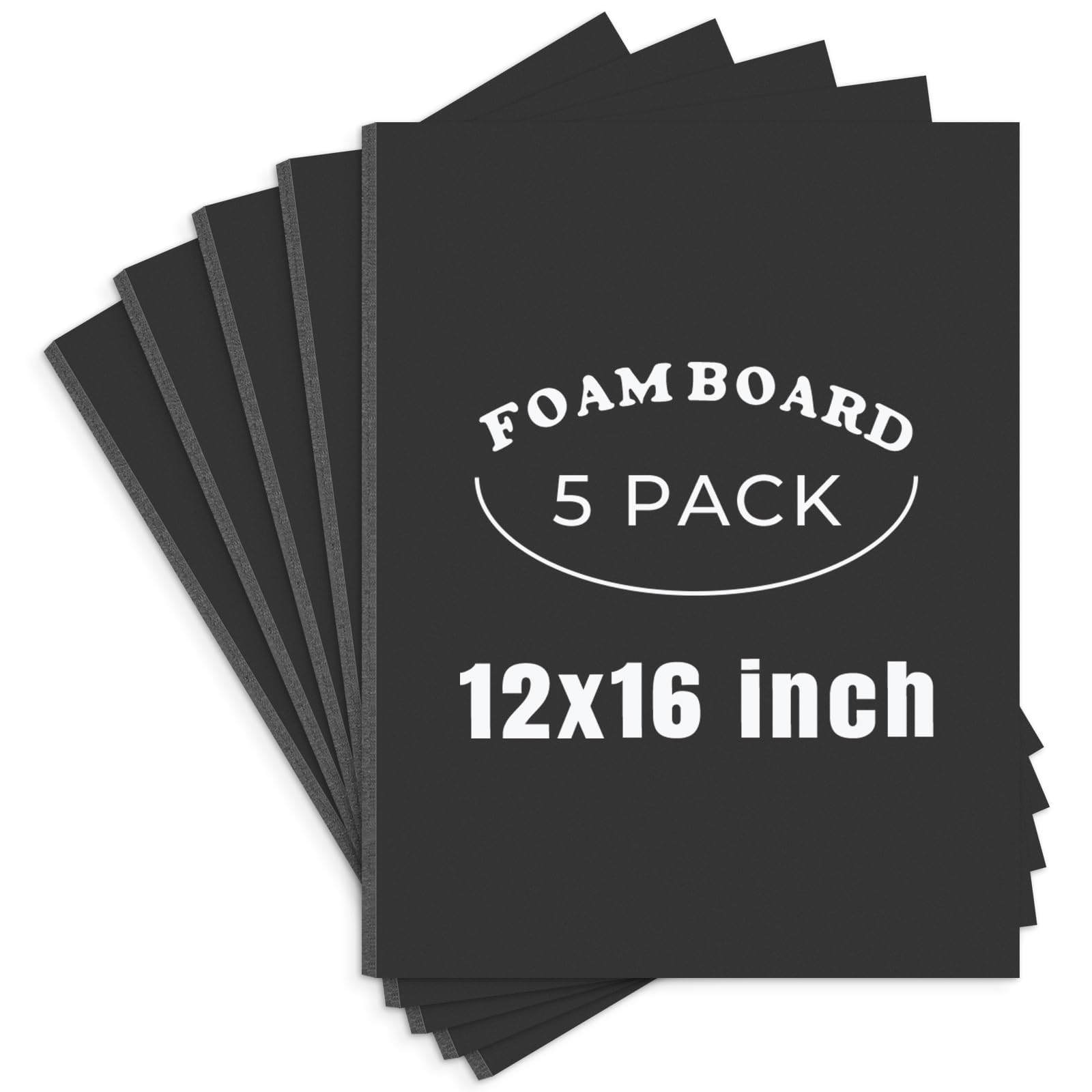 AUEAR, 5 Pack 12x16 Black Foam Boards, Foam Core Poster Board for Display, Mounting, Print, Presentation and Projects, 3/16'' Thick