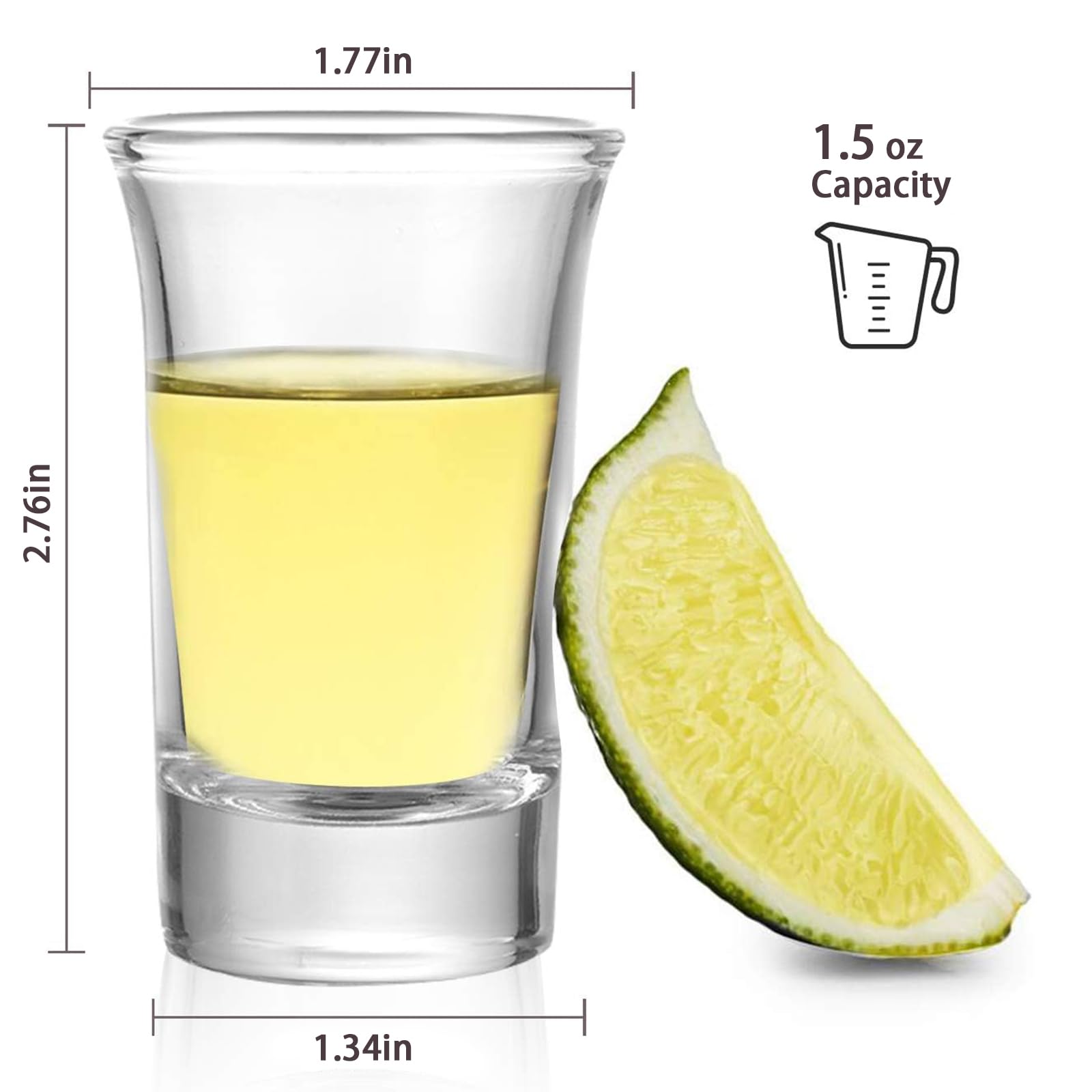 Juego de vasos de chupito de base pesada de 1.5 onzas, vasos de chupito de whisky de 1.5 onzas, vasos de licor, mini vasos de vidrio de doble cara, vasos de tequila, vasos de chupito de vidrio