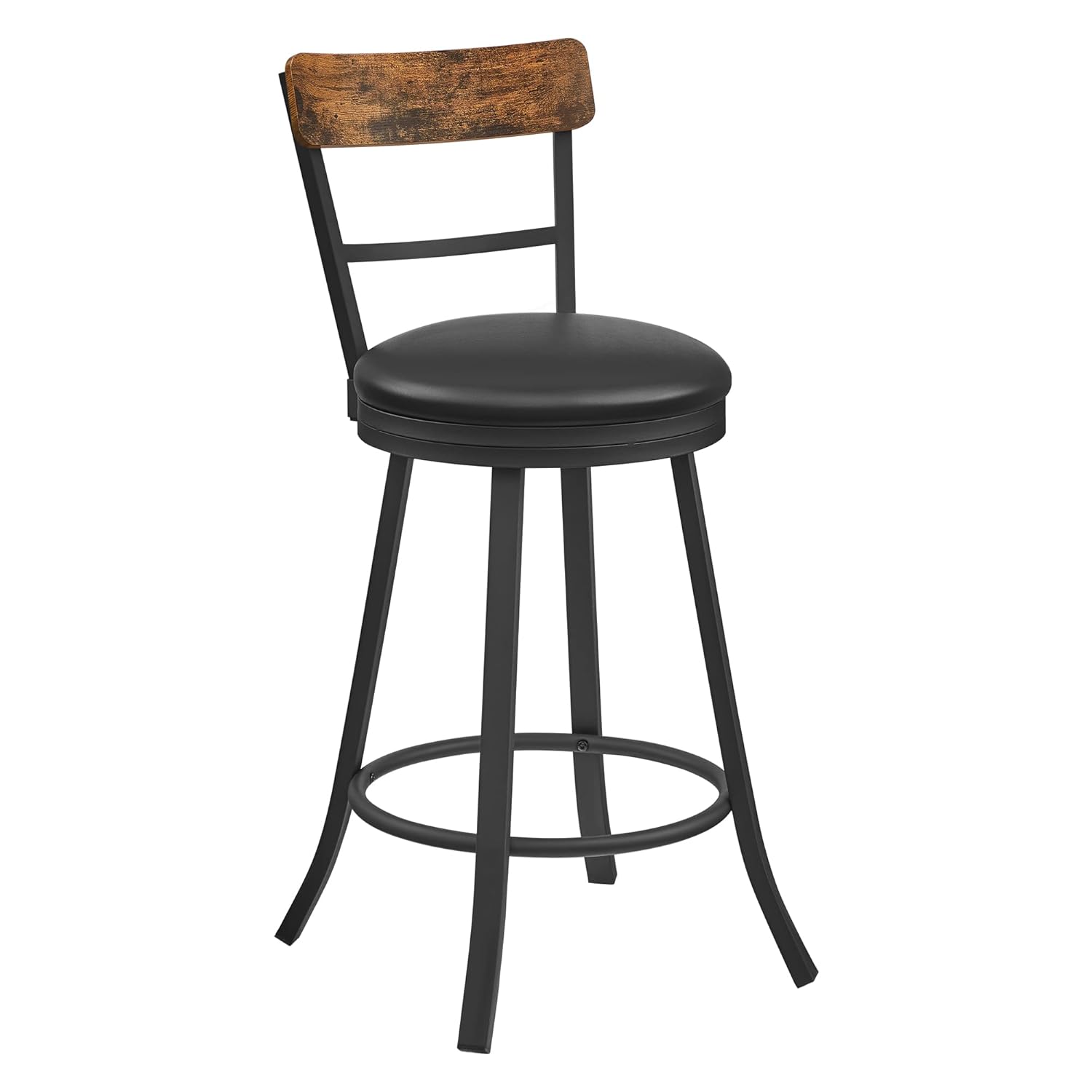 VASAGLE Bar Stool, Swivel Bar Stool, Bar Chair with Back, Steel Frame