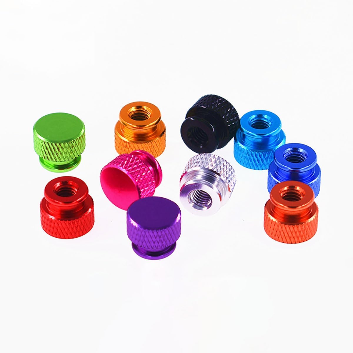 2Pcs UNC 4#-40, 6#-32 Thread Blind Hole Hand Tighten Nuts Anodized Aluminum Knurled High Step Thumb Nuts For RC Models 10 colors - (Size: UNC 4-40, Color: Black)