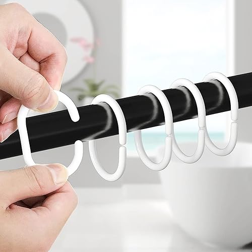 Miniatura 4 de Qulable 24 piezas Anillos para Cortina de Ducha de Plástico Ganchos para Cortina de Ducha Anillos en Forma de C Gancho Colgador Clip de Lazo