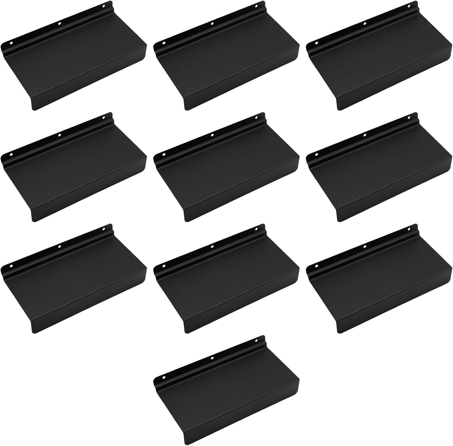 10 PCS 4.3x10 Inch Slatwall Shelves, Metal Slat Wall Shelves Accessories, Black Flat Display Shelves for Slat, Metal Retail Display for Storage and Organization