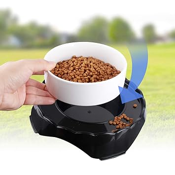 JUSTPET No Spill Ceramic Pet Bowl Dog Cat Food Water Bowl, No Splash Anti Skid No Mess Eating Drinking Bowl for Dogs Cats (Small)