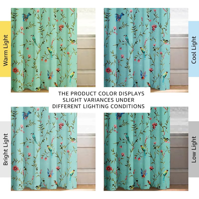 Image of Cloth Fusion Printed 100% Blackout Door Curtains 8 Feet Long Set of 2, Room Darkening Parda with Stainless Steel Grommets for Home Decor (8x4.5 Feet, Blue Forest)