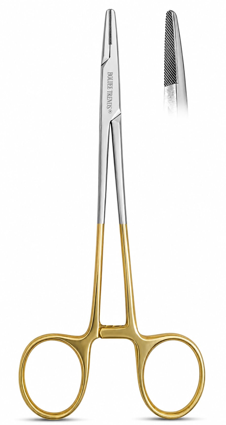 TC Mayo Hegar Needle Holder Tungsten Carbide Inserts,Plasma Coated Needle Driver with Strong Lock, Serrated Jaws for Precise Suturing and Practicing Autoclavable (5 Inches)